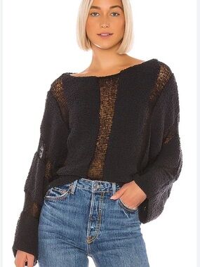 Wildfox Couture Kara Bold Stripe Sweater in Night Black Women’s Size Medium NEW